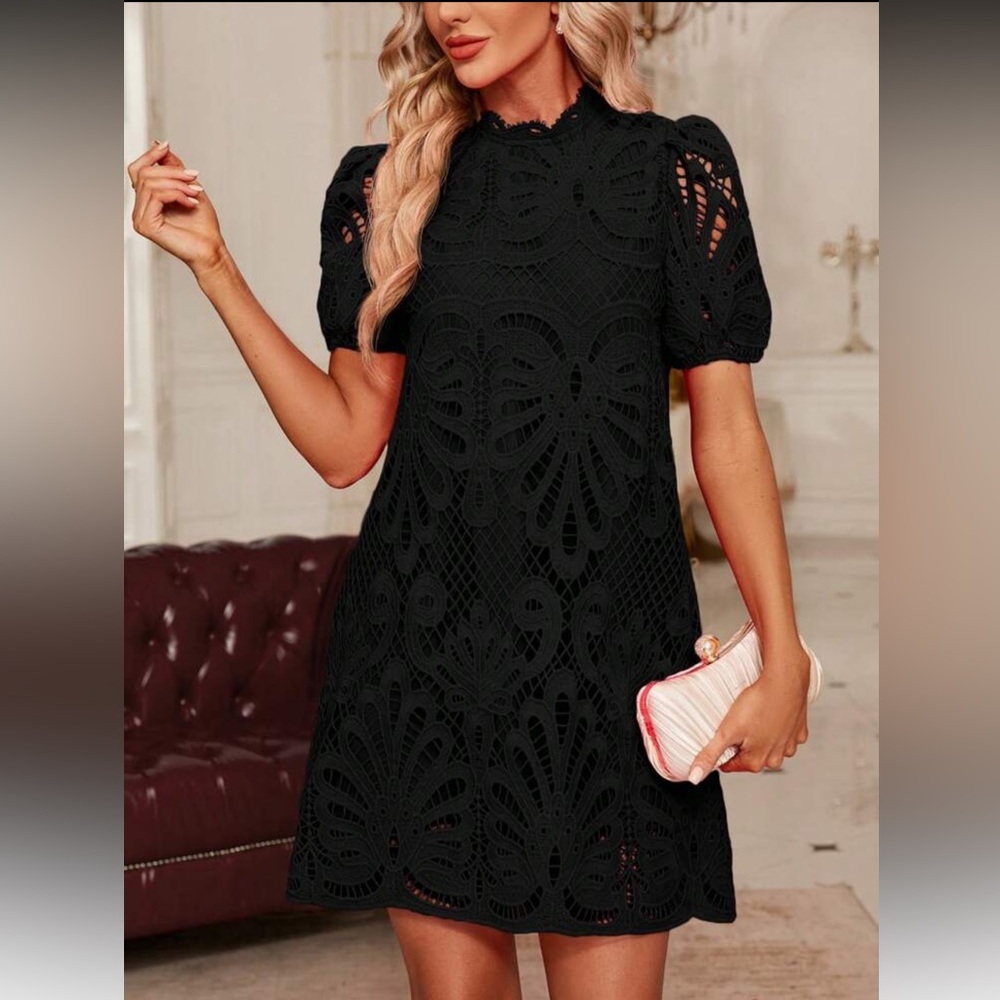 SHEIN Black Lace Dress